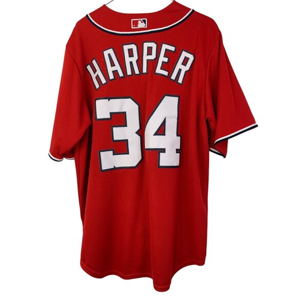 Bryce Harper Washington Nationals Majestic Cool Base Red Jersey Mens Size L MLB - Picture 5 of 8